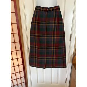 Summit Sportswear Plaid A Line Midi Pleated Skirt Waist 25"